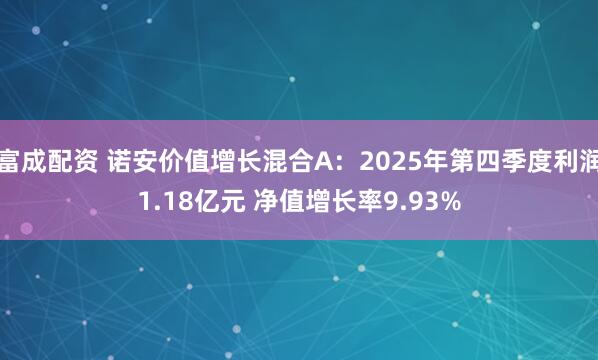 富成配资 诺安价值增长混合A：2025年第四季度利润1.18亿元 净值增长率9.93%